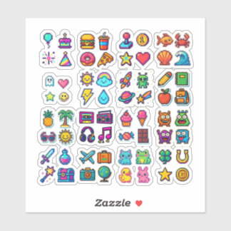 Cute Pixel Art Sticker Pack – Retro 8-Bit Kawaii I
