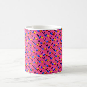 Cute Pixel Butterfly Pattern Hot Pink Background Coffee Mug
