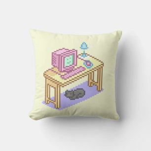 Cute Pixel Computer Throw Pillow