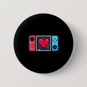 Cute Pixel Heart Gamer Valentines Day T For Men Wo 6 Cm Round Badge