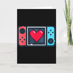Cute Pixel Heart Gamer Valentines Day T For Men Wo Card