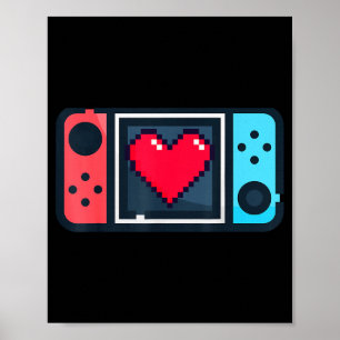 Cute Pixel Heart Gamer Valentines Day T For Men Wo Poster