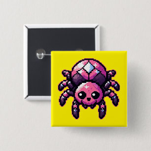 Cute Pixel Spider 15 Cm Square Badge