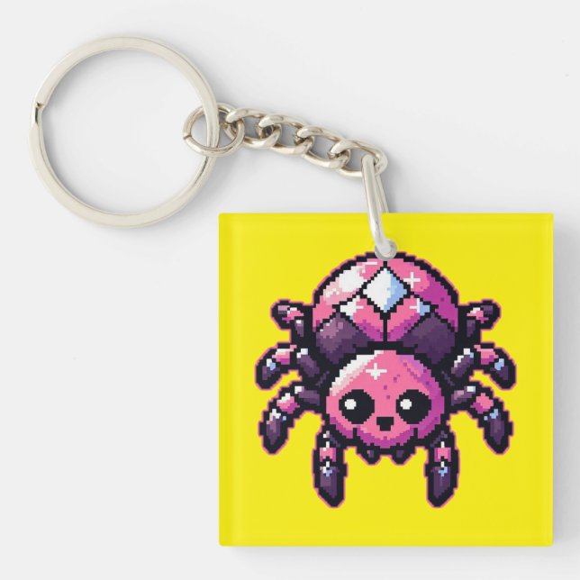 Cute Pixel Spider Key Ring (Front)