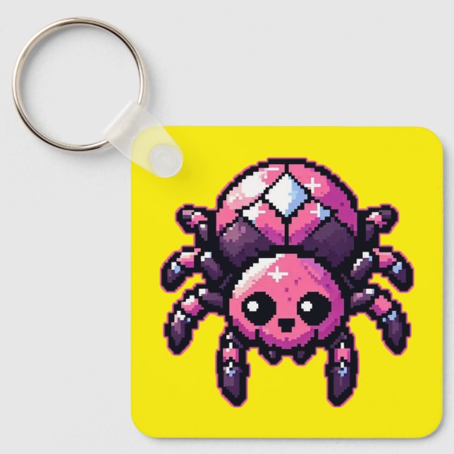 Cute Pixel Spider Key Ring (Front)