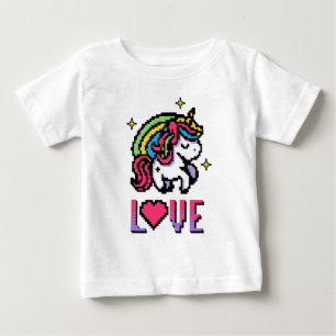 Cute Pixel Unicorn Love Retro Gaming Baby T-Shirt