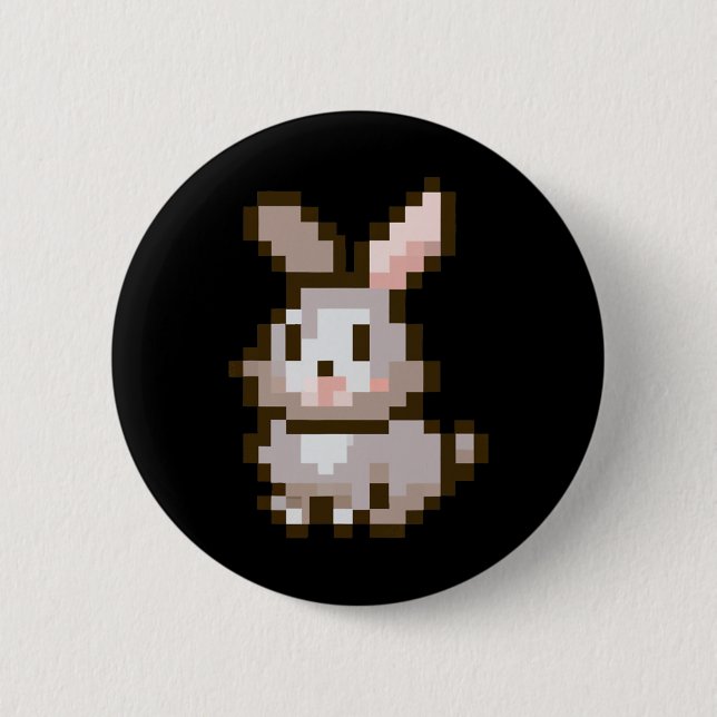 Cute Pixelated Easter Video Game Easter Bunny Gami 6 Cm Round Badge (Front)