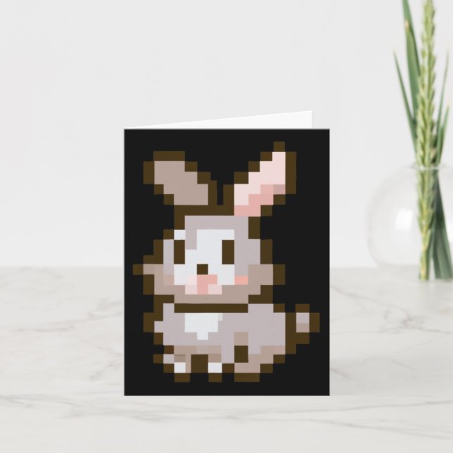 Cute Pixelated Easter Video Game Easter Bunny Gami Card (Front)