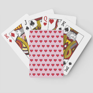 Cute pixelated heart shape playing cards