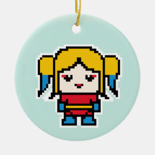 Cute pixeled bad girl ceramic tree decoration