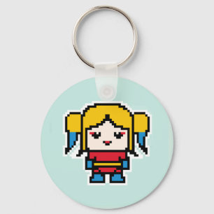 Cute pixeled bad girl throw pillow key ring
