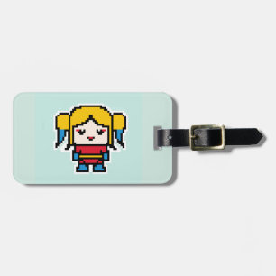 Cute pixeled bad girl throw pillow luggage tag