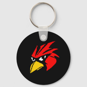 Cute pixeled bird face drawstring bag key ring