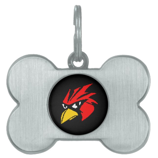 Cute pixeled bird face pet ID tag (Front)