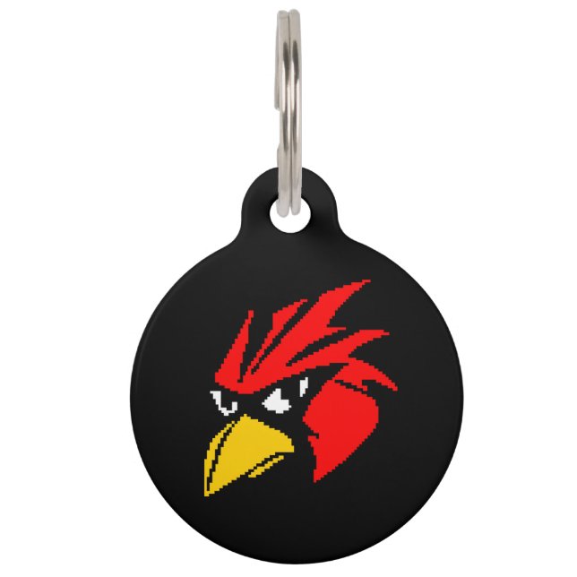 Cute pixeled bird face pet tag (Front)