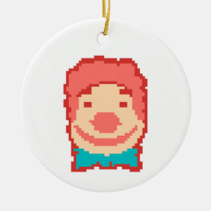 Cute pixeled clown face  ceramic tree decoration