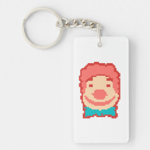 Cute pixeled clown face  throw pillow key ring