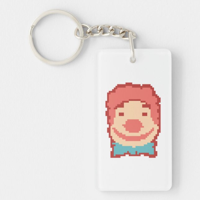 Cute pixeled clown face  throw pillow key ring (Front)