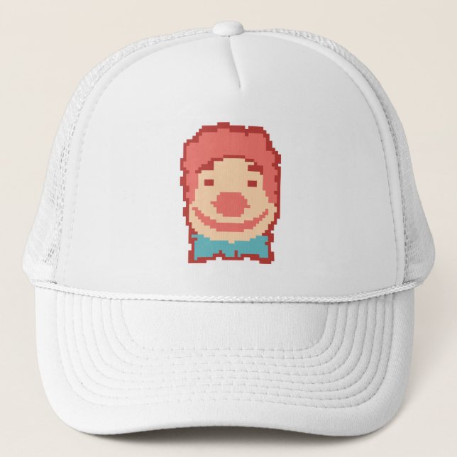 Cute pixeled clown face  throw pillow trucker hat (Front)