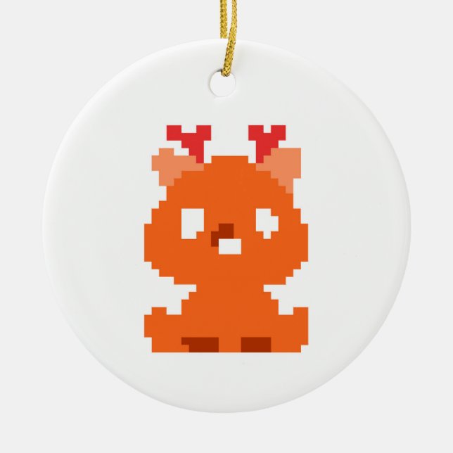 Cute pixeled deer baby ceramic tree decoration (Front)