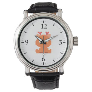 Cute pixeled deer baby playing cards watch