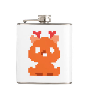 Cute pixeled deer baby playing cards watch hip flask