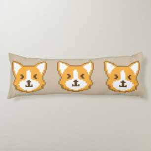 Cute pixeled dog face body cushion