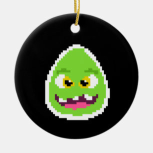 Cute pixeled egg monster ceramic tree decoration
