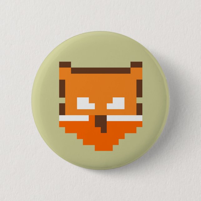 Cute pixeled fox face 6 cm round badge (Front)