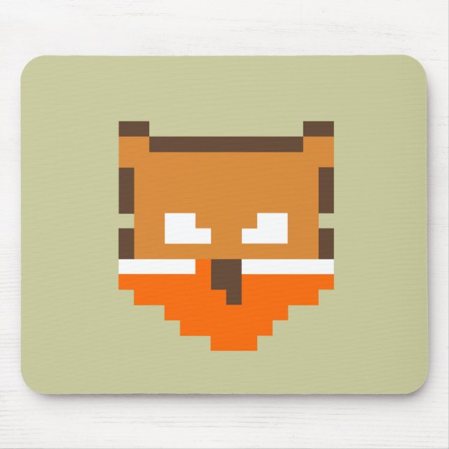 Cute pixeled fox face mouse mat (Front)