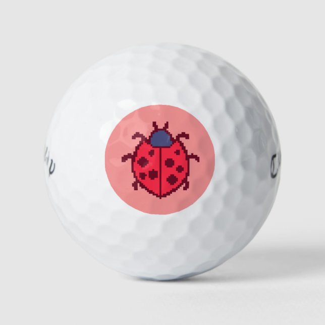 Cute pixeled ladybug insect  golf balls (Front)