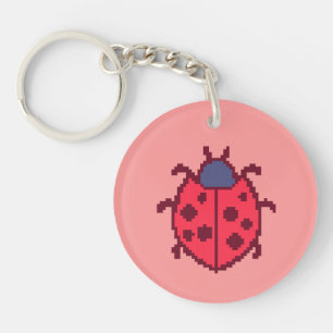 Cute pixeled ladybug insect  key ring