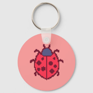 Cute pixeled ladybug insect  key ring