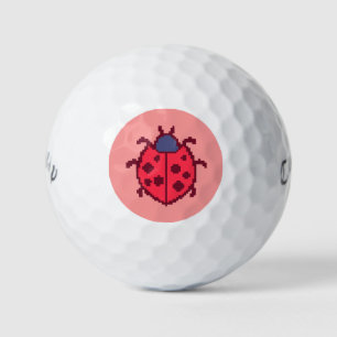 Cute pixeled ladybug insect  throw pillow golf balls