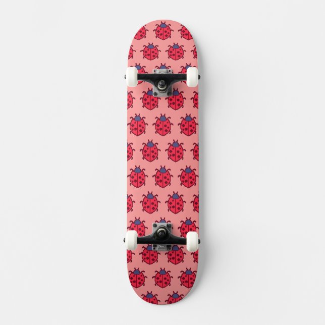 Cute pixeled ladybug insect  throw pillow skateboard (Front)