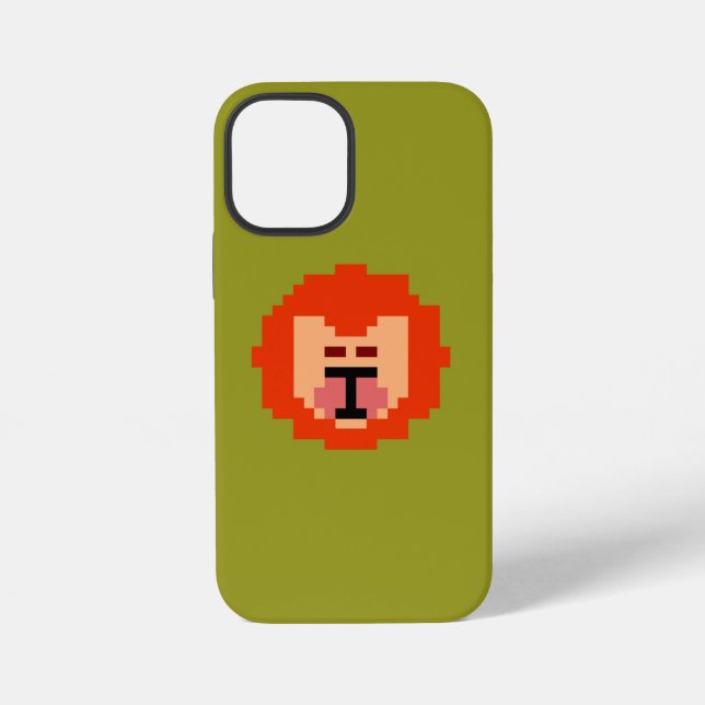 Cute pixeled lion face  iPhone case (Back)