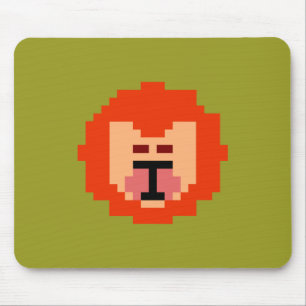 Cute pixeled lion face  throw pillow mouse mat