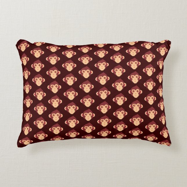 Cute pixeled monkey face decorative cushion (Front)