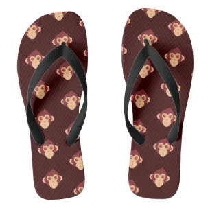 Cute pixeled monkey face flip flops