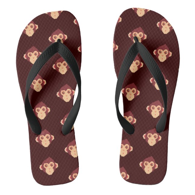 Cute pixeled monkey face flip flops (Footbed)