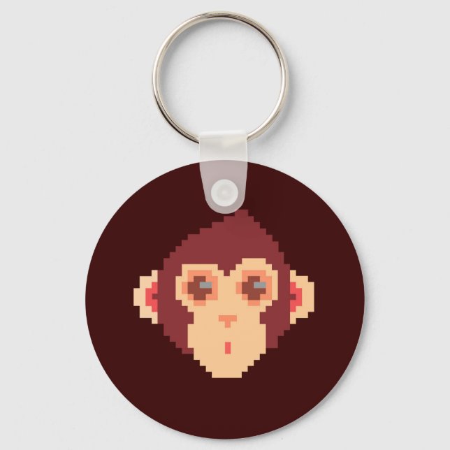 Cute pixeled monkey face notebook HP laptop skin Key Ring (Front)