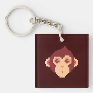 Cute pixeled monkey face notebook HP laptop skin Key Ring