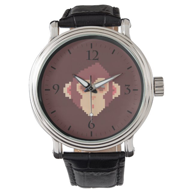 Cute pixeled monkey face notebook HP laptop skin Watch (Front)