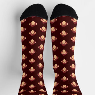 Cute pixeled monkey face socks