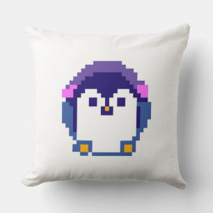 Cute pixeled penguin baby cushion