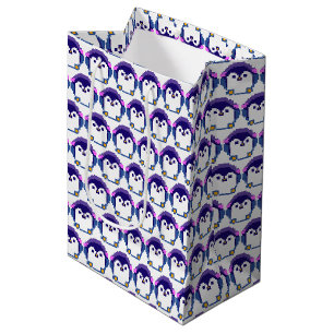 Cute pixeled penguin baby medium gift bag