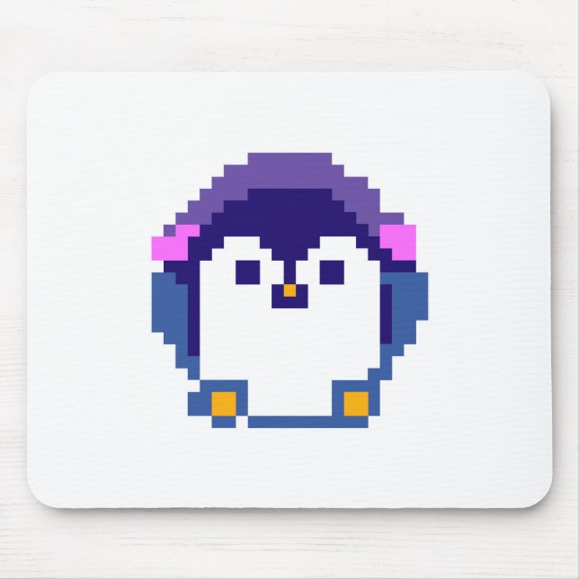 Cute pixeled penguin baby mouse mat (Front)