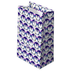 Cute pixeled penguin baby small gift bag