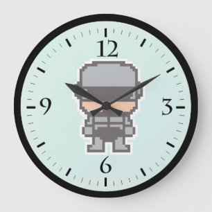 Cute pixeled robotCop  Large Clock