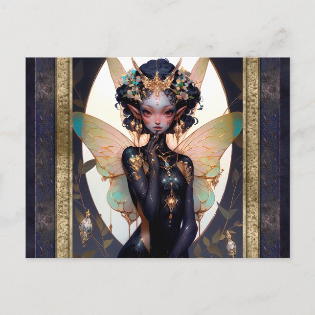 Cute Pixie Fairy Girl Fantasy Art Postcard (Front)